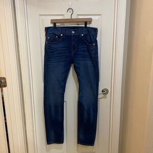 True Religion-Men's Rocco Relaxed‎ Skinny Jean-No Flap-Dark Wash- Size 34